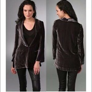 Gryphon Velvet Longline Blazer in purple